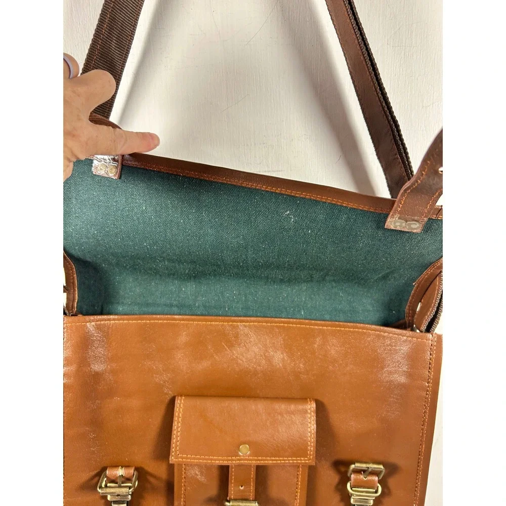 Unbranded Messenger Bag 15x11 Brown Leather Satchel‎ Briefcase Mens